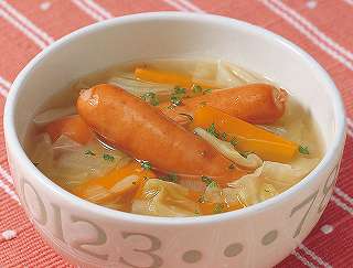 ウインナーの野菜たっぷりスープレシピ写真