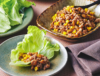 ミート納豆のレタス巻レシピ写真