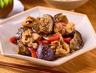 写真：なすと豚肉のごま煮